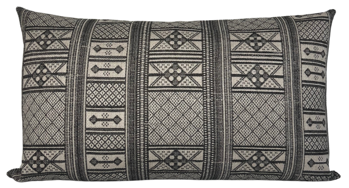 Masai Pillow Cover in Charcoal on Natural, Peter Dunham Textiles