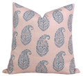 Kashmir Paisley Pillow Cover in Pink + Blue, Peter Dunham Textiles
