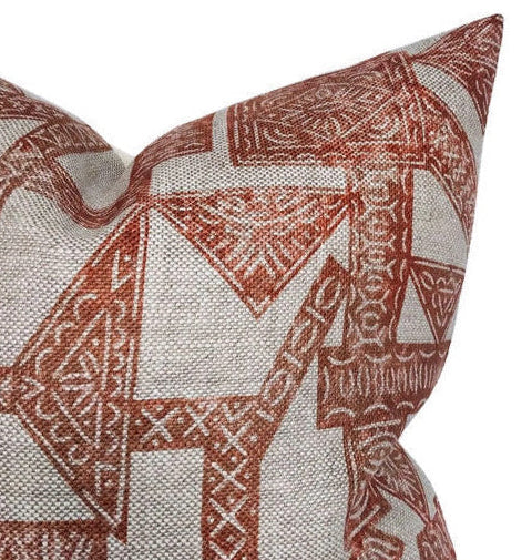 Paza Pillow Cover in Orange, Designer Pillows