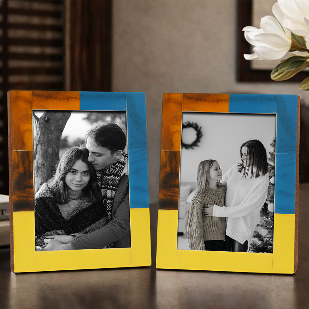 Picture Frame Mondrian Walnut Collection Resin Inlay Multi – 3 sizes (Pack of 2)