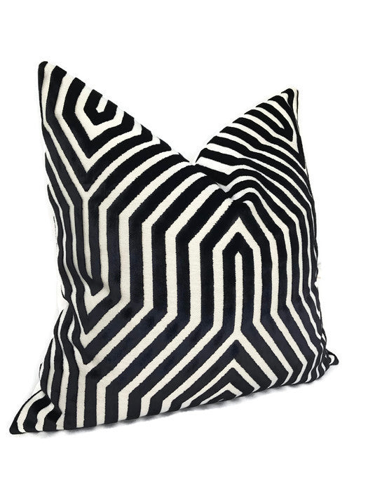 Vanderbilt Pillow Cover in Noir Black, Schumacher Textiles